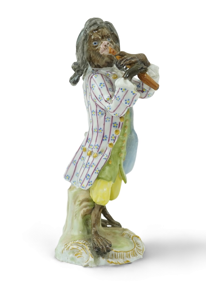 A Meissen monkey band figure of a piccolo player modelled after J. J. Kaendler, 19th century